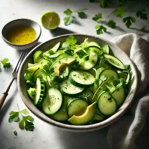 Ein Traum in Grün: Gurken-Avocado-Salat, leicht, gesund und einfach köstlich.