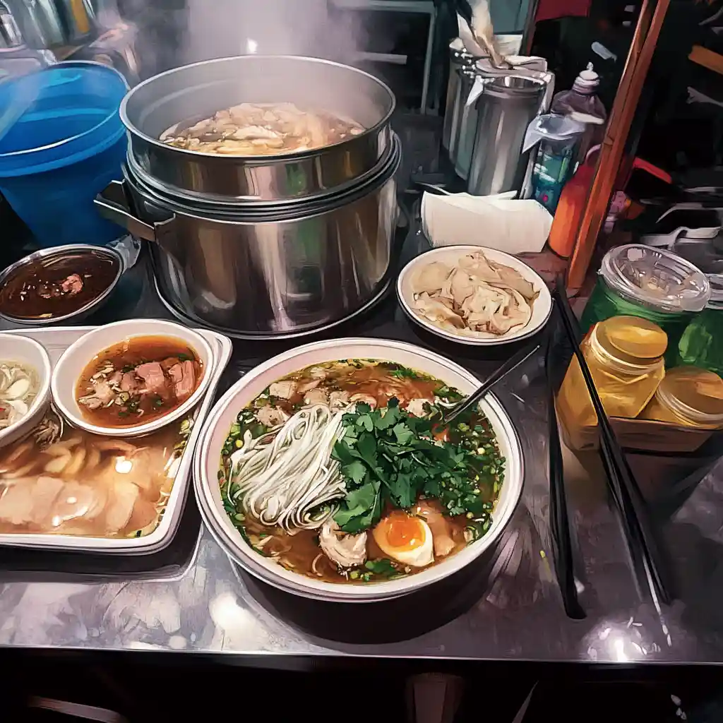 Pho Ga: Ein Klassiker der vietnamesischen Streetfood-Szene – heiß, duftend und immer frisch zubereitet an jeder Straßenecke. Gerne auch mal mit einem gekochten Ei obendrauf.