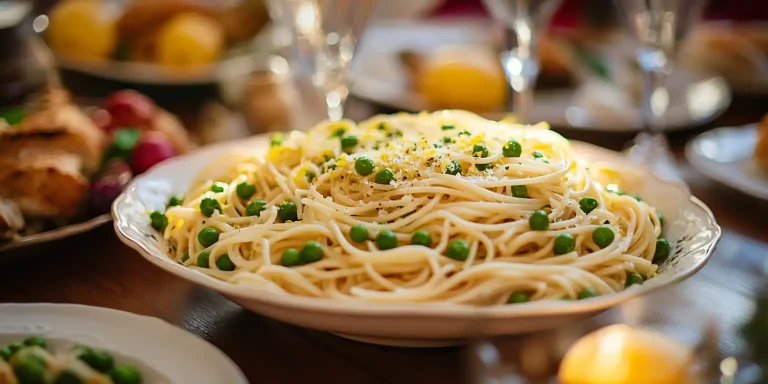 Ein Teller voller Sommer: Spaghetti al Limone mit frischen Erbsen, cremiger Soße und einem Hauch von Zitronenschale – erfrischend und leicht!