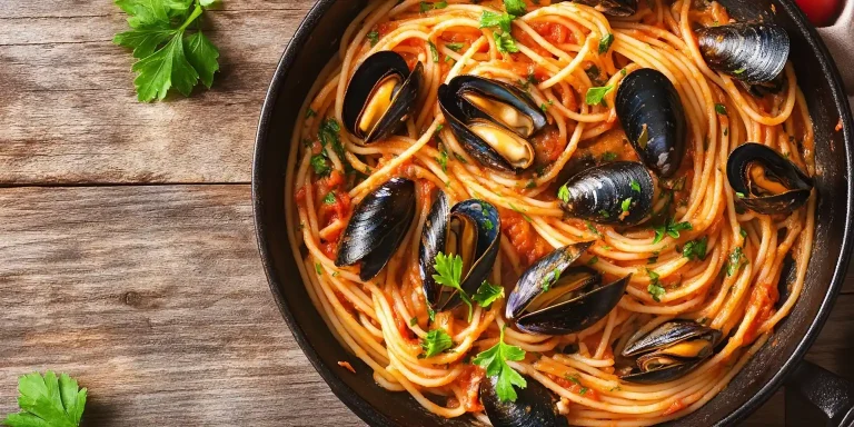 Mediterranes Flair auf dem Teller: Frische Spaghetti mit Muscheln, perfekt für den echten Küstengenuss! 🍝🐚