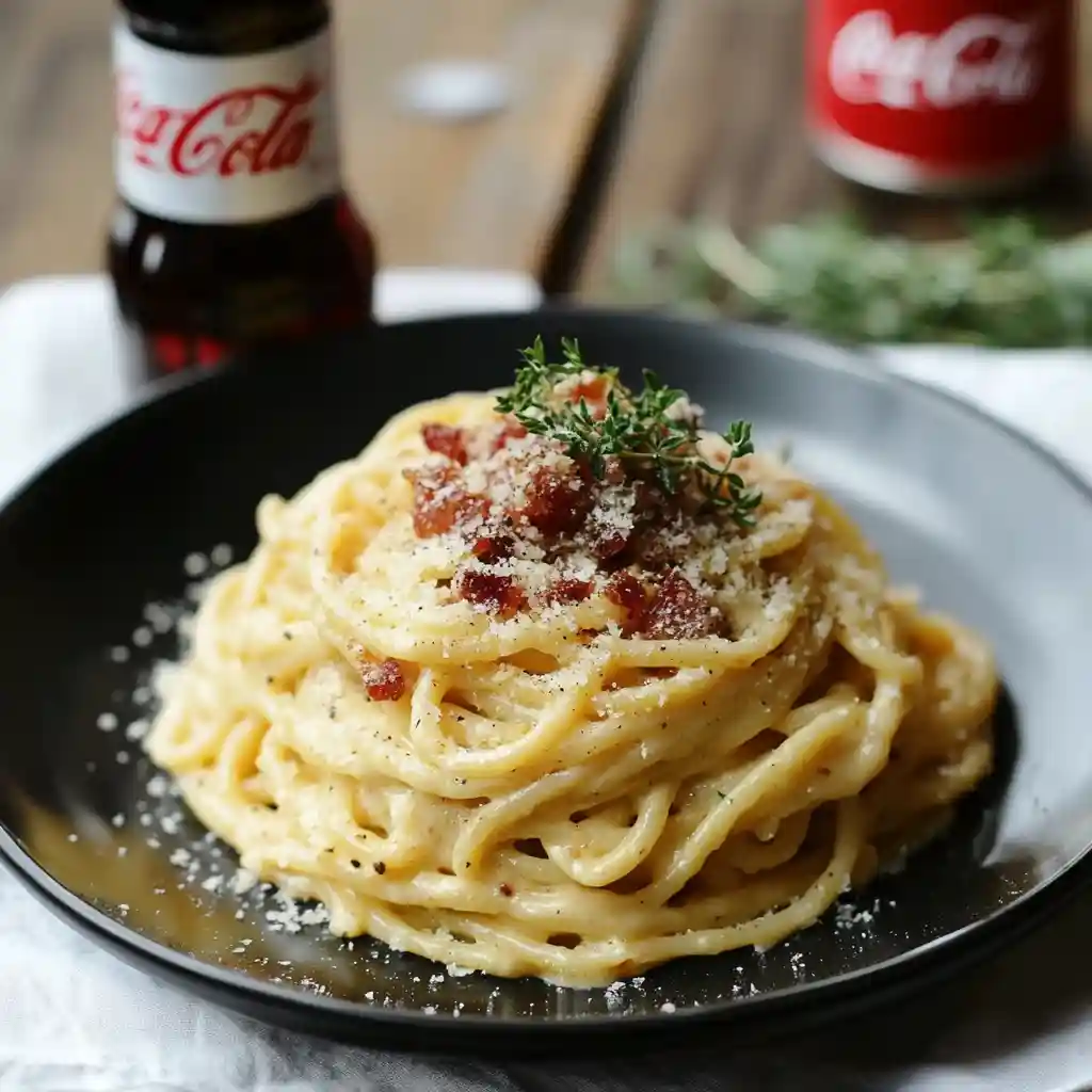 Carbonara und Coca-Cola – manchmal sind es die einfachen Dinge, die das Leben rocken! 🍝🥤 #Kultklassiker