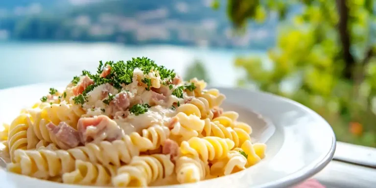 Pasta mit Schinken-Sahne-Soße: Die perfekte Kombination aus cremiger Sahne und herzhaftem Schinken – schnell gemacht, unwiderstehlich lecker!