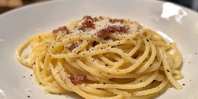 Spaghetti Carbonara – cremig, würzig, und einfach unwiderstehlich! 🍝 Perfekt kombiniert mit einer eiskalten Coca-Cola – schmeckt wie eine Reise zurück in die 80er!