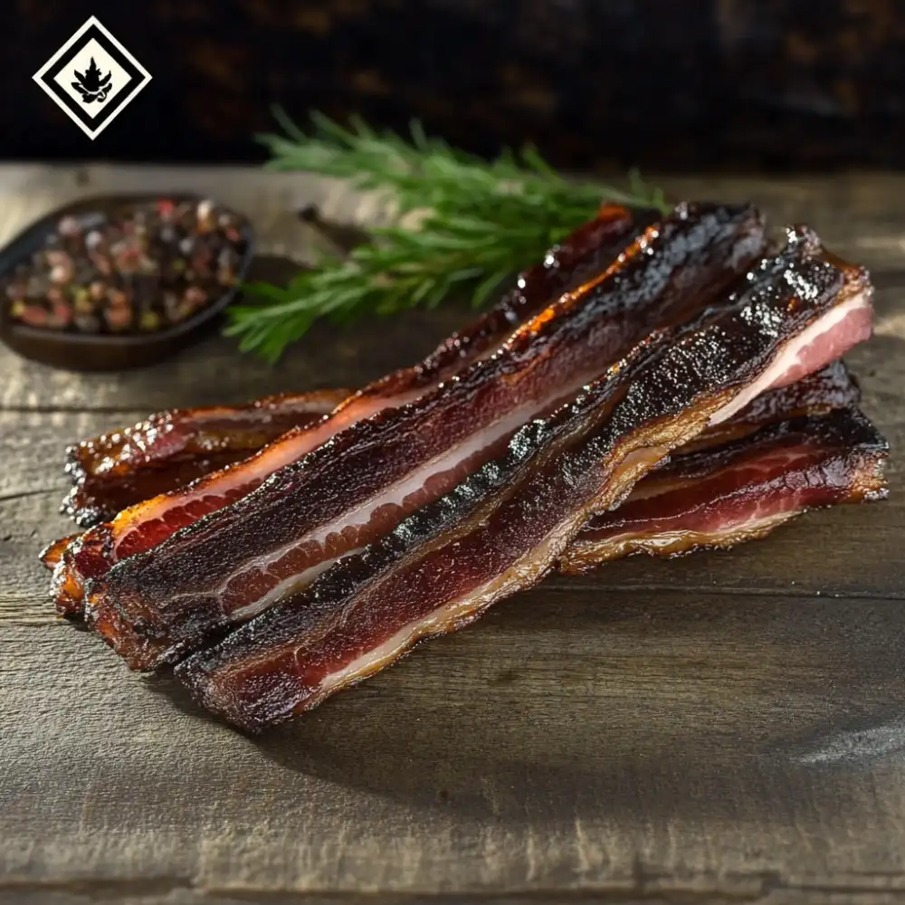 Schwarzwälder Speck Schmalsaite – traditionell geräuchert und voller würzigem Aroma, perfekt für deftige Gerichte.